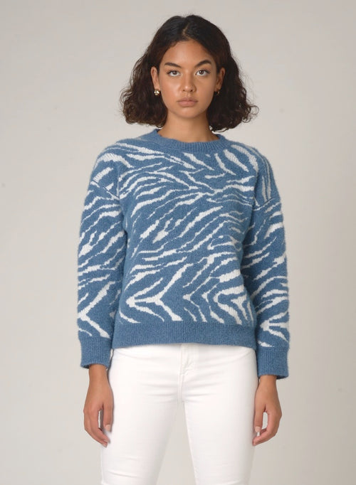 100306 Uma Blue Zebra Print Sweater
